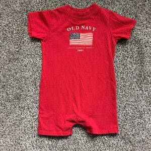 Vintage Old Navy Baby Red Romper One-Piece Flag 4th of July 2001 (12-18 mos.)